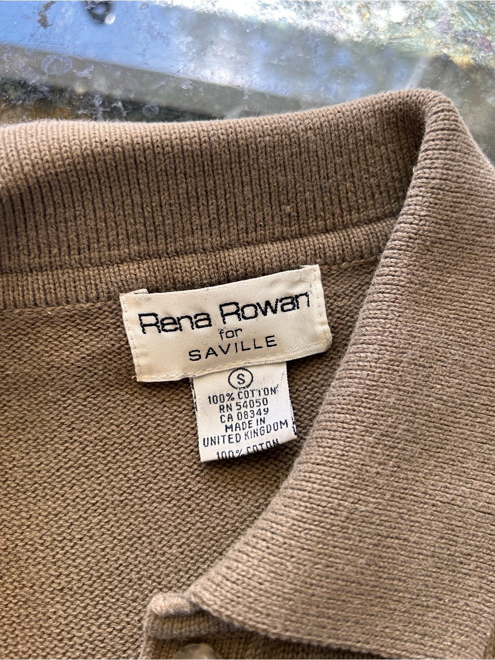 Saville 100% Cotton Made in UK brown knit Polo Short Sleeve Sweater. Cropped. S - Picture 4 of 6